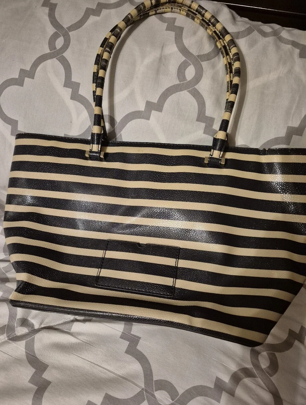 Kate Spade New York Navy and Cream Striped Tote Bag